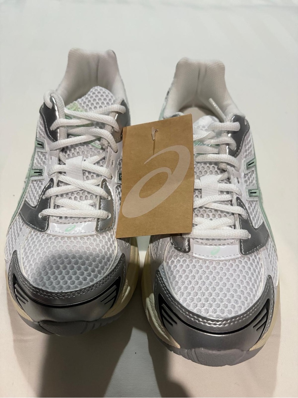 Asics White, Mint & Silver Performance Running Shoes
